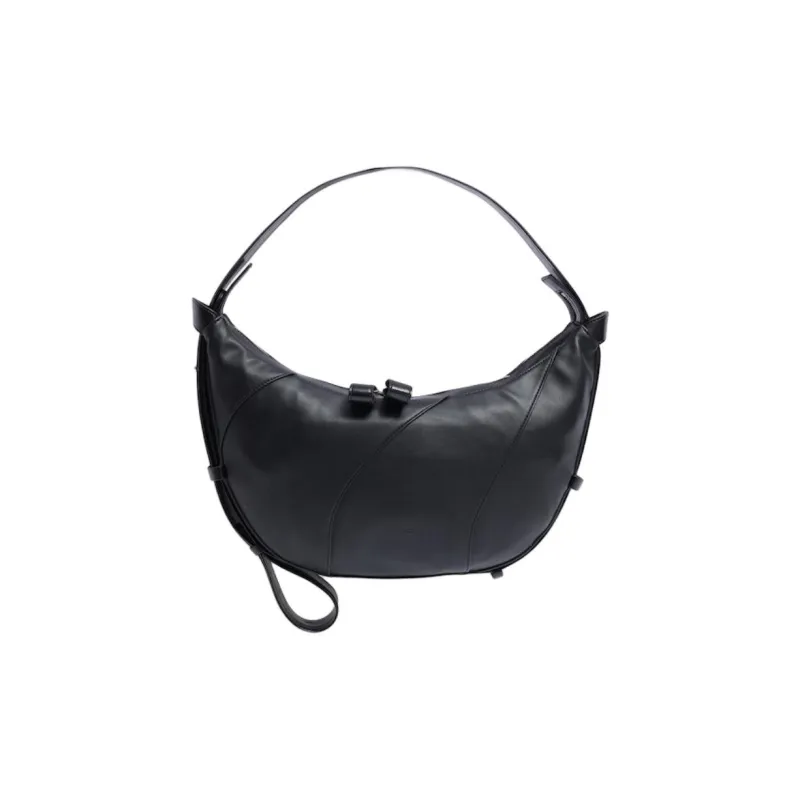 Shinpos Cow Leather One Shoulder Handbag Crossbody Bag Regular Unisex Black-0