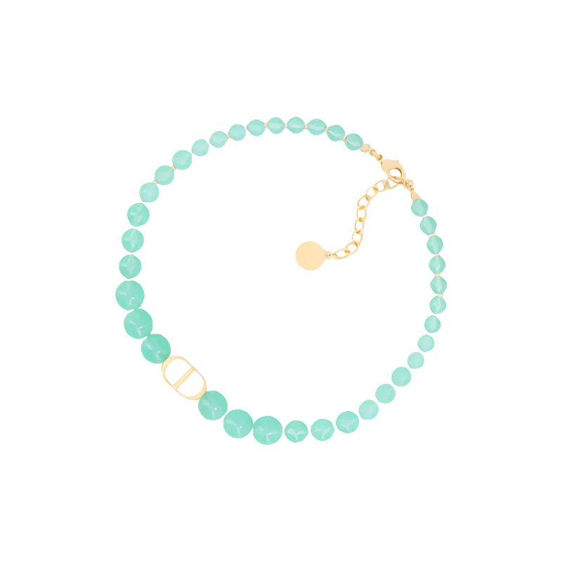 DIOR Resin Bead Necklaces Women's Aquamarine Gold-1