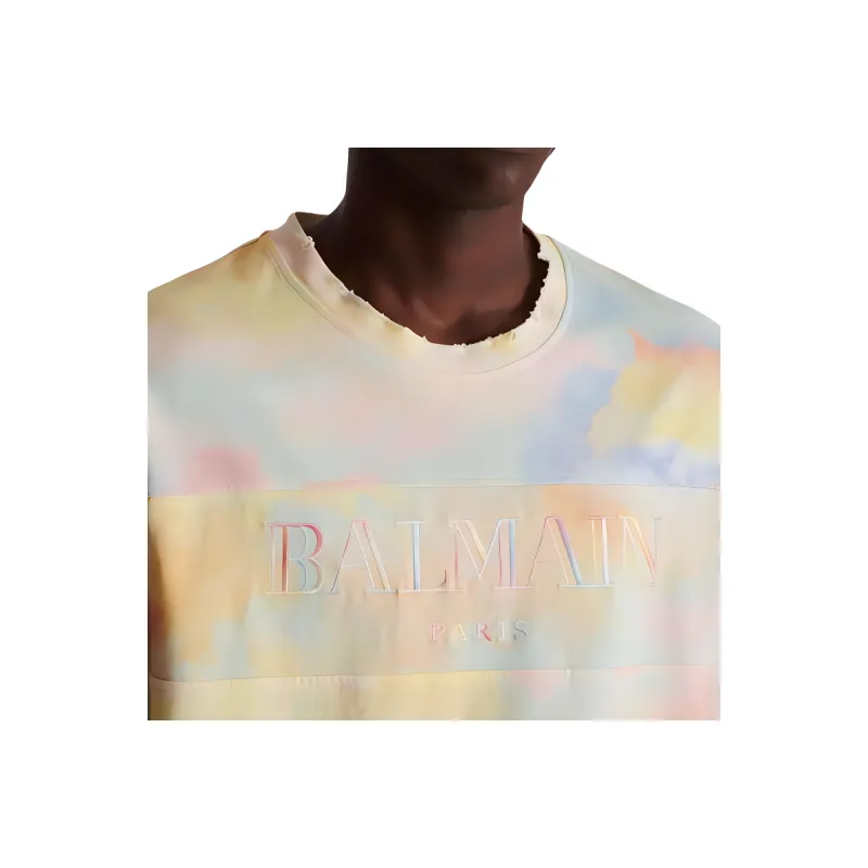 BALMAIN Cloud Vintage Logo embroidered Cotton T shirt-6