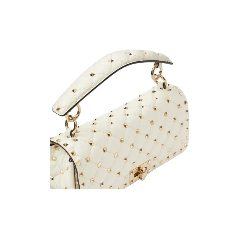 Valentino ROCKSTUD SPIKE Cow Leather Crossbody Handheld Handbag Shoulder Bag Women's Ivory White-4