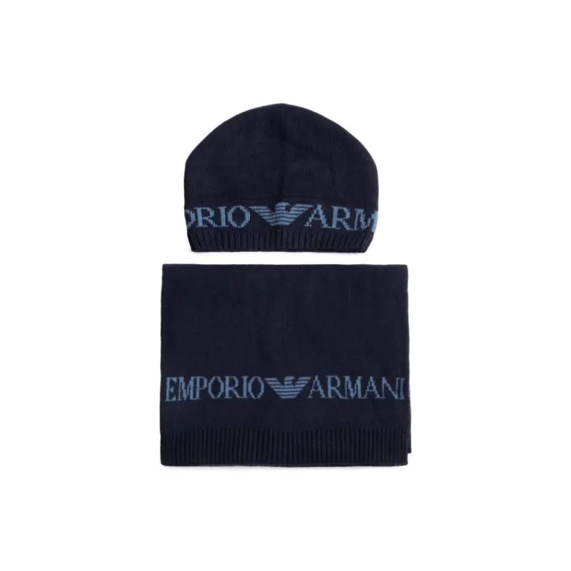 EMPORIO ARMANI Logo Jacquard Scarf And Hat Set-0