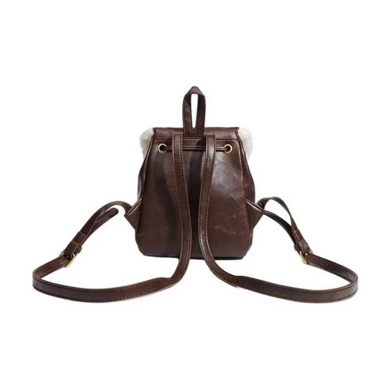 Worm's Home Artificial Leather Backpack Regular Women's Brown-4