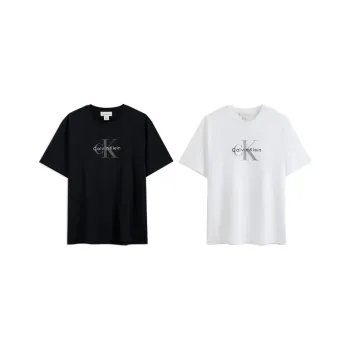 Calvin Klein T Shirts Unisex UB1 Space Black+YAA Moon White