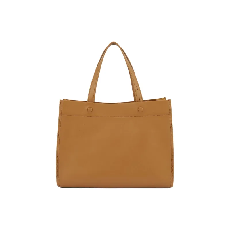 Anya Hindmarch Calfskin Tote Bag Shopping Bag Handbag Shoulder Bag Small Size Women's Brown-2