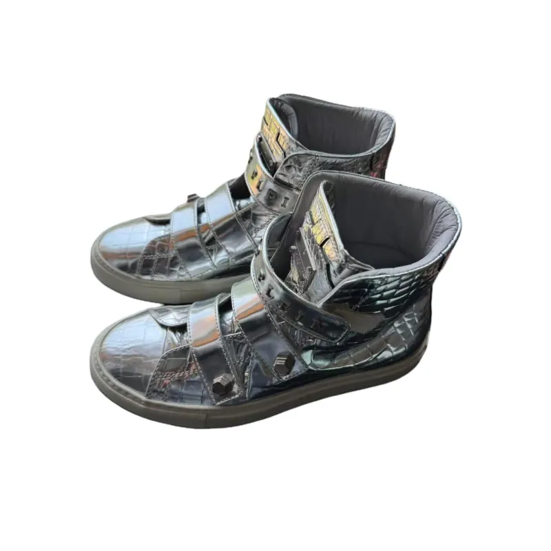 PHILIPP PLEIN High Top Skateboard Shoes Women's Silver-1