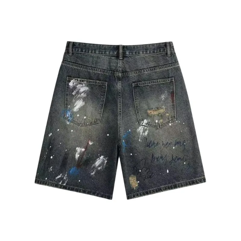 T IRA Denim Shorts Unisex Vintage Blue-1