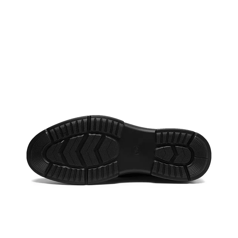 HLA Dress Shoes Men Low Top Black-4