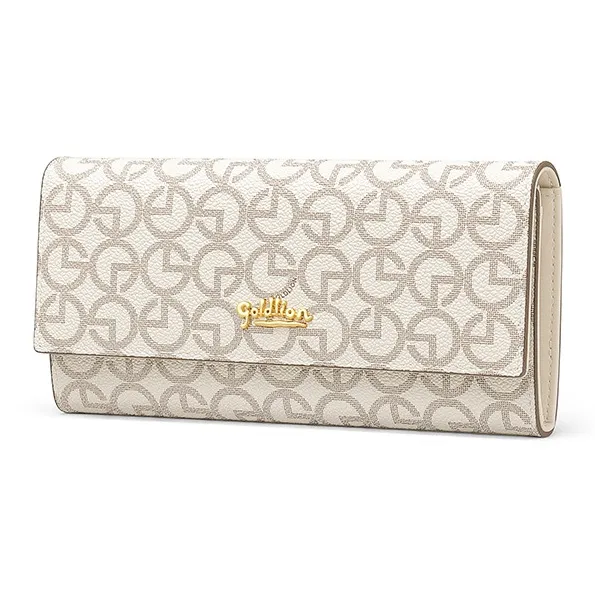 GOLDLION PVC Wallet Women's Ecru/Coffee-1