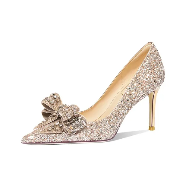 LOLY Slim Heel High Heels Women's Gold-1