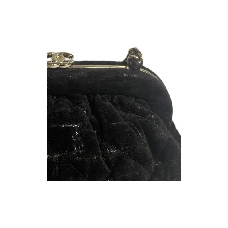 CHANEL Silk Evening Bag, Handheld Bag, Shoulder Bag, Crossbody Bag Women's Black-1