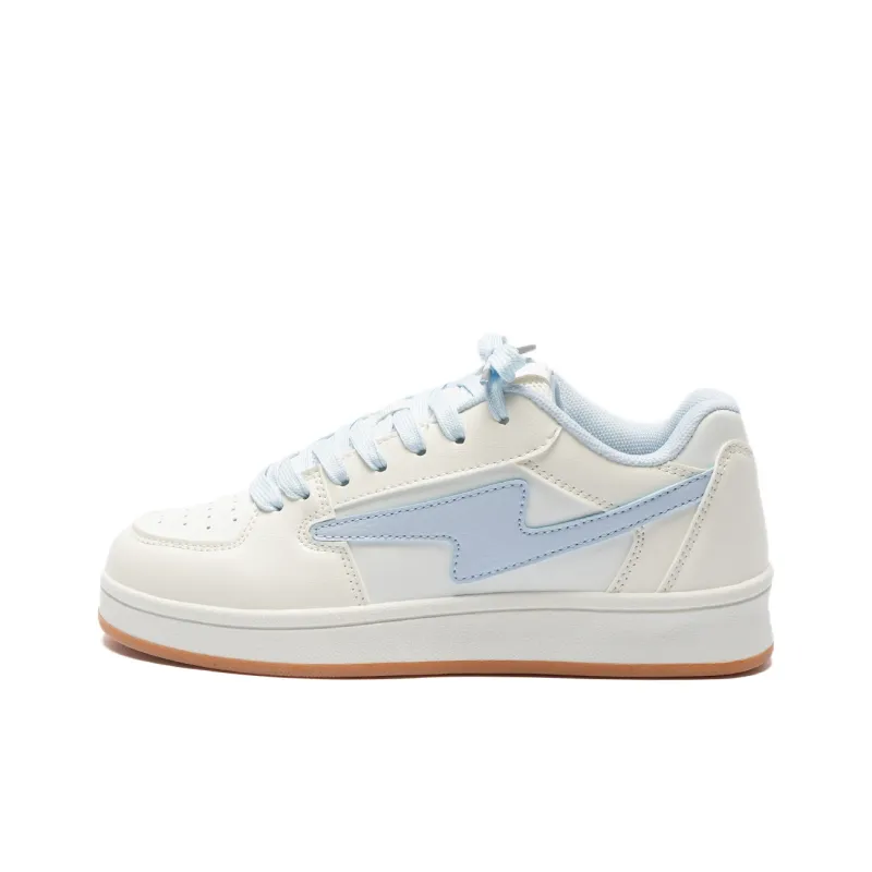 Circle Small Coverage Cushioning Abrasion Resistant Low Top Skateboard Shoes Unisex White Blue-1