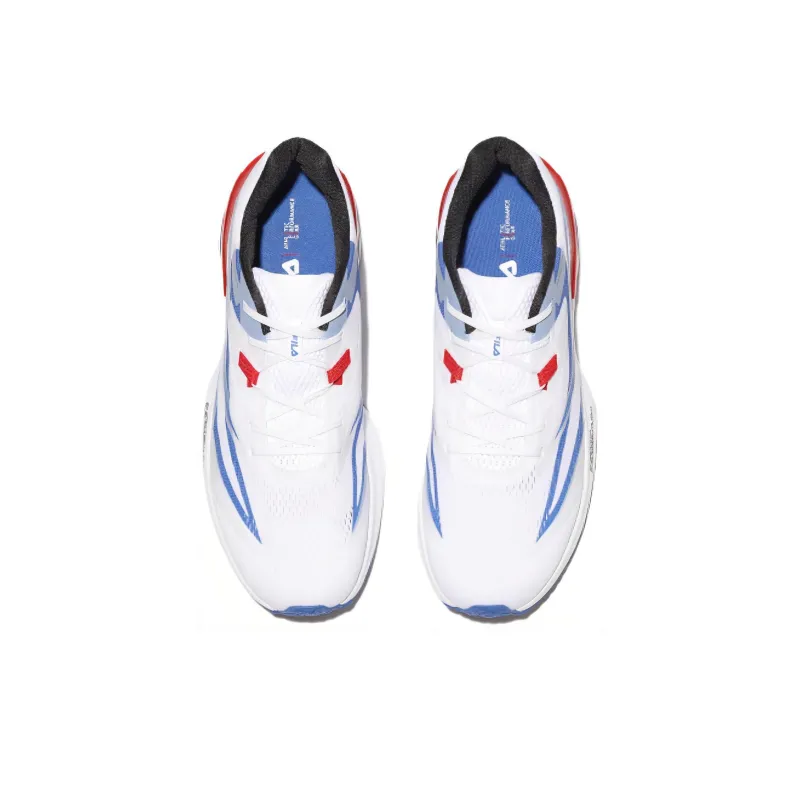 FILA Cushioning, Slip Resistant, And Abrasion Resistant Low Top Casual Running Shoes Unisex White Blue Red-3
