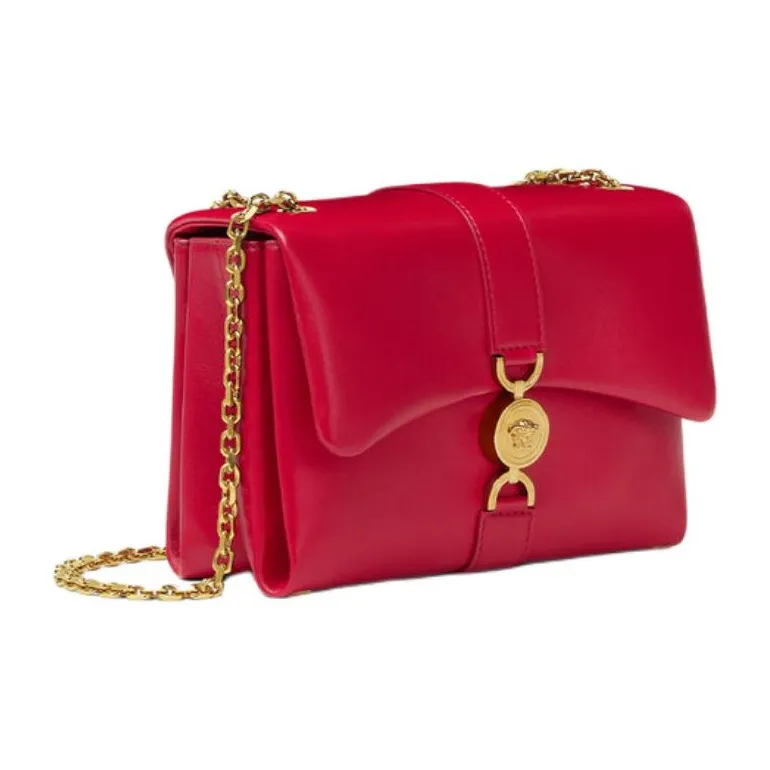 VERSACE Lambskin Shoulder Bag Crossbody Bag Women's Red-1