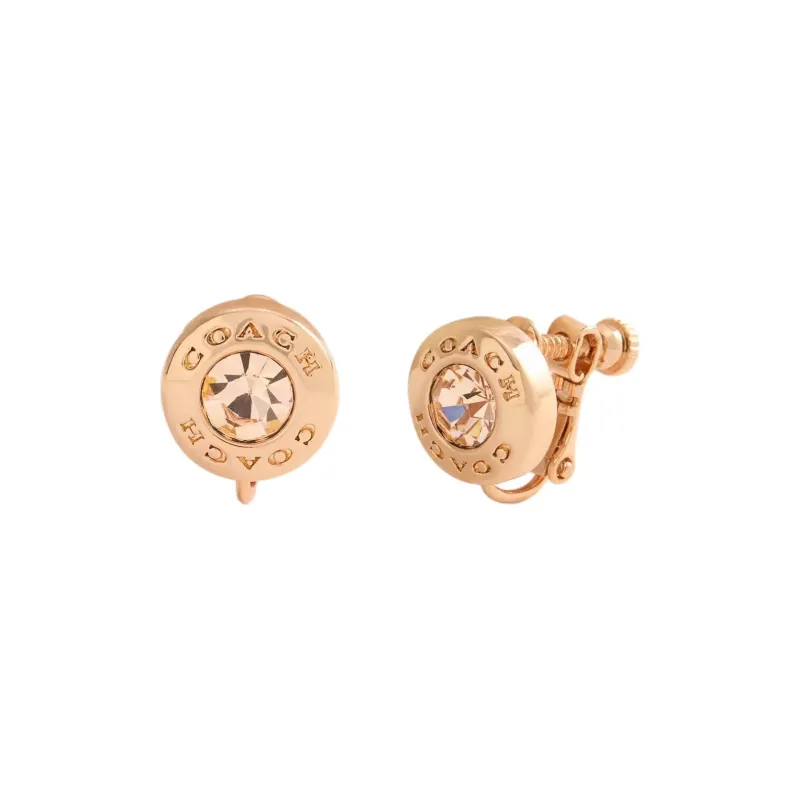 COACH Brass Plated Clip On Earrings Women's Gold-0