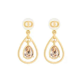 DIOR Resin Pearls Earrings Women's Gold