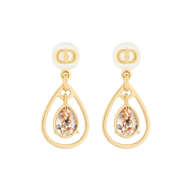 DIOR Resin Pearls Earrings Women's Gold-0