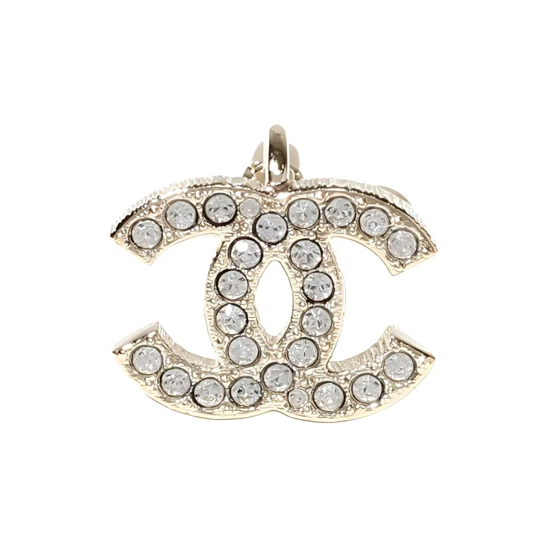 CHANEL Metal, Rhinestone Clip On Earrings Women's Gold-2
