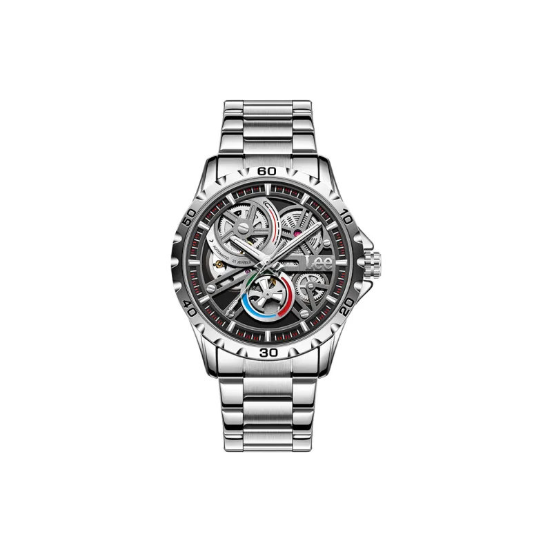Lee Wrist Watch Mechanical Movement Steel Strap Cut Out Dial Men's Watches-0