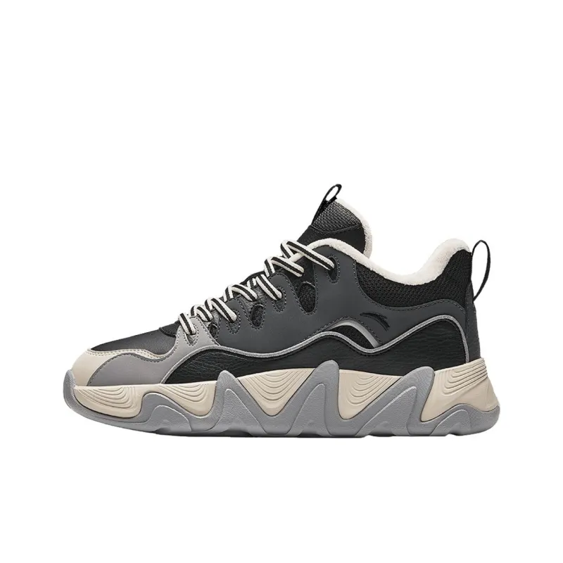 Anta Life Collection Warm Slip-Resistant Low-Top Skateboard Shoes Women's Black/Grey/Beige-0