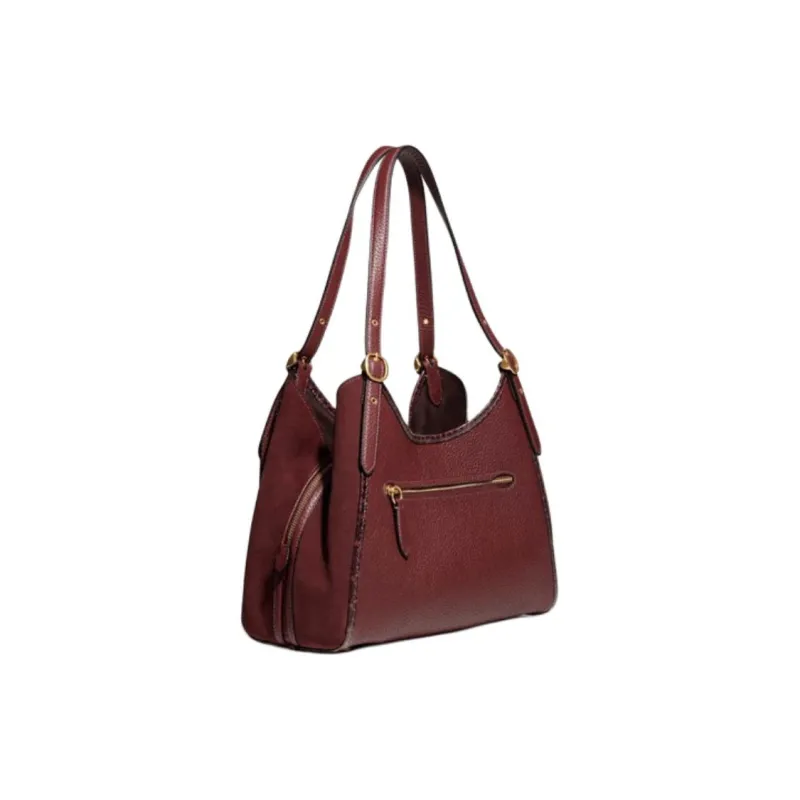 COACH Lori Pebbled Leather Handbag, Shoulder Bag Large Size Women's Burgundy-1