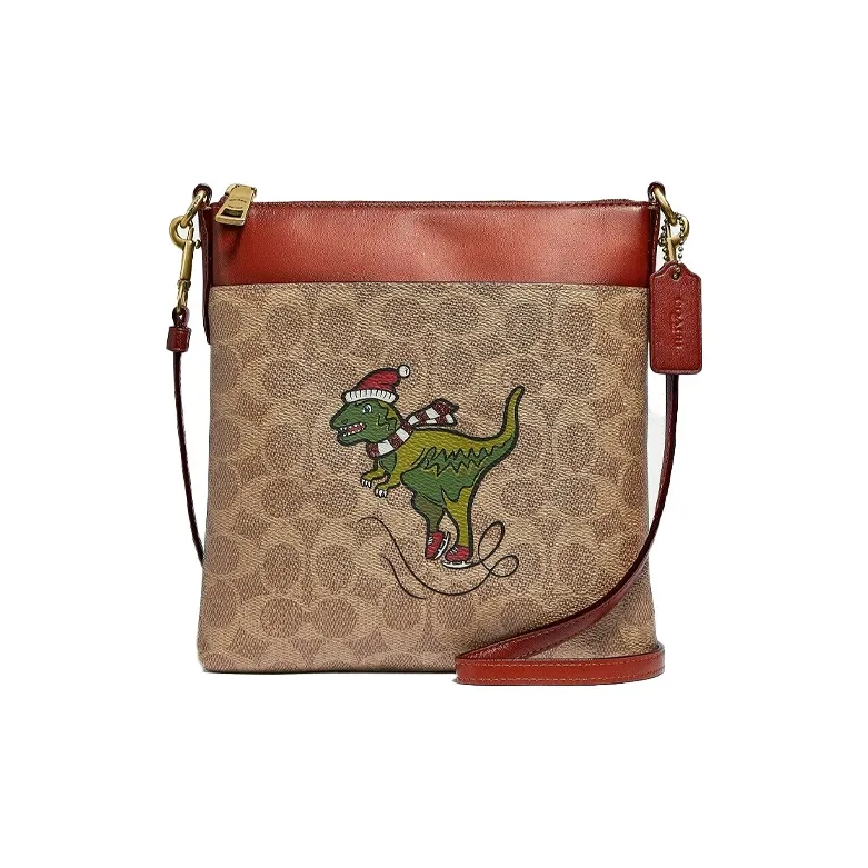 COACH Kitt With Leather Shoulder Bag, Crossbody Bag Trumpets Women's Brown Monogram-0