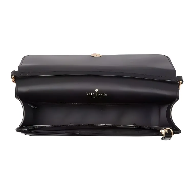 Kate Spade Saffiano Leather Shoulder Bag, Crossbody Bag Trumpets Women's Black-4