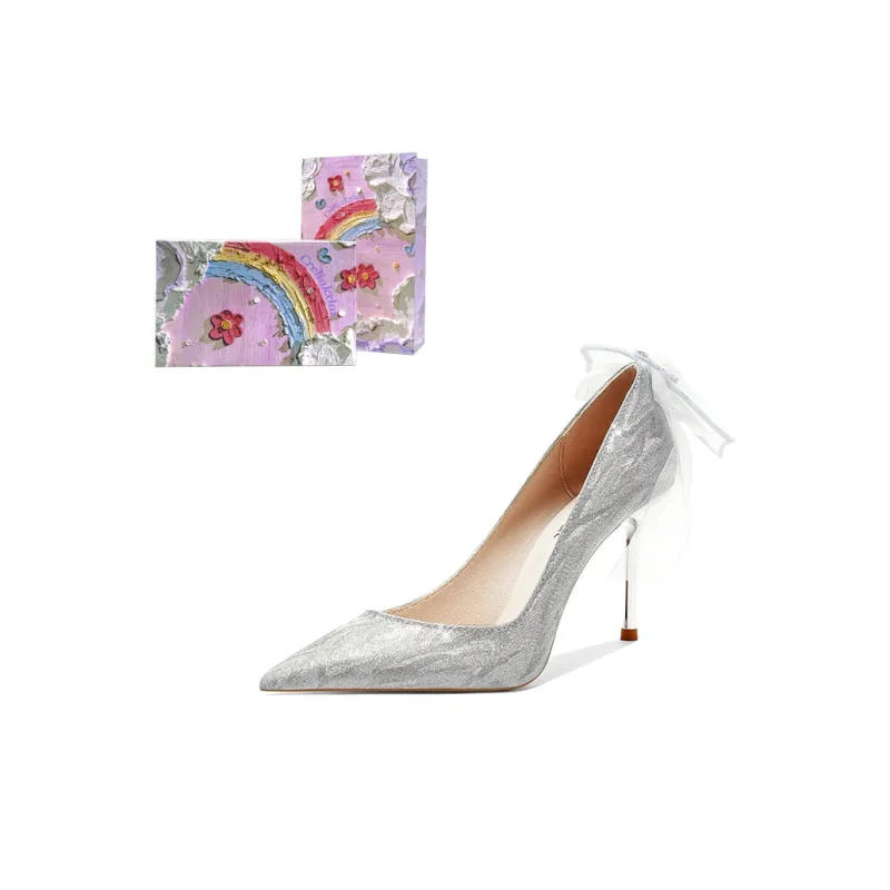 Crelinkxlat Valentine Rose Box Included High Heels Women's Silver-4