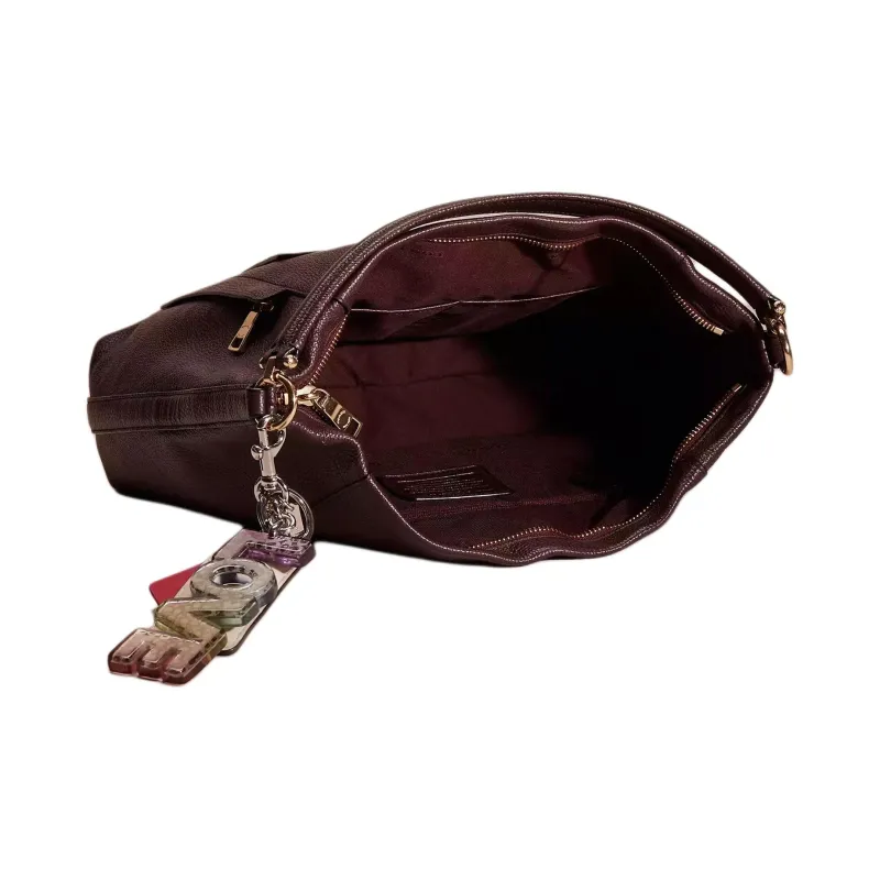 COACH Scout Polished Pebbled Leather Shoulder Bag Crossbody Bag Handbag Large Size Women's Light Gold & Fuchsia-2