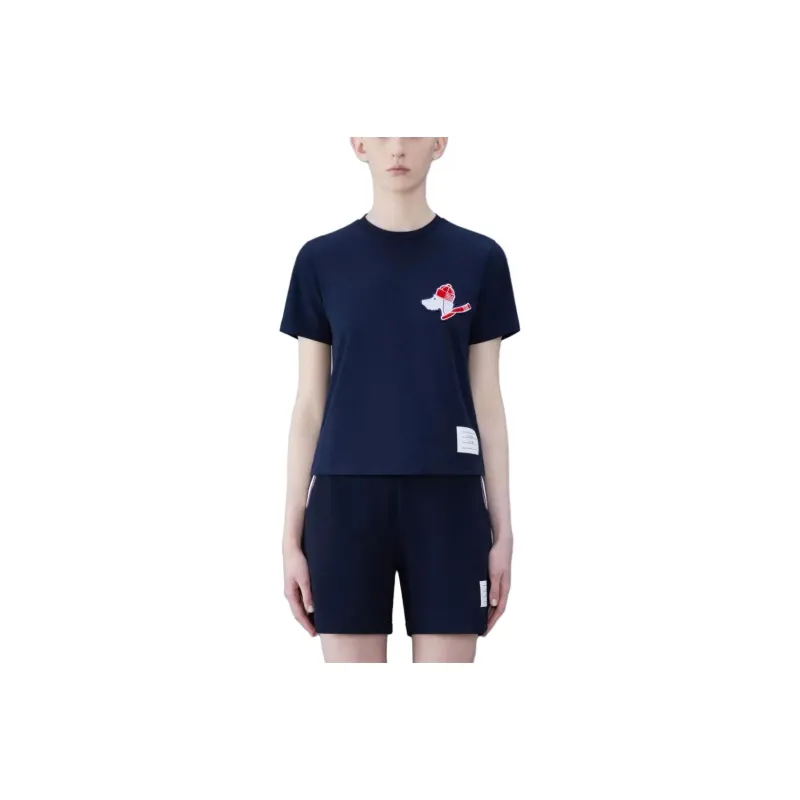 THOM BROWNE Festive Jersey Short Sleeved Button Hector T Shirt-2