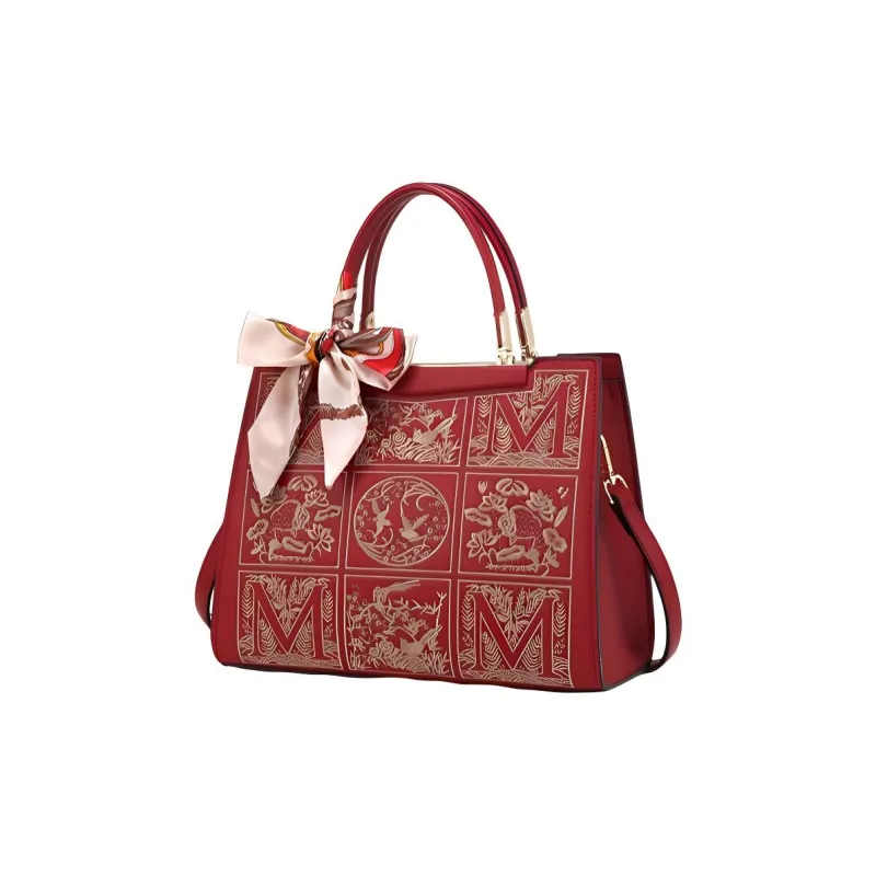 PAYOT Microfiber Synthetic Leather Wedding Handbag One Shoulder Crossbody Large Size Women's Burgundy/Apricot-2