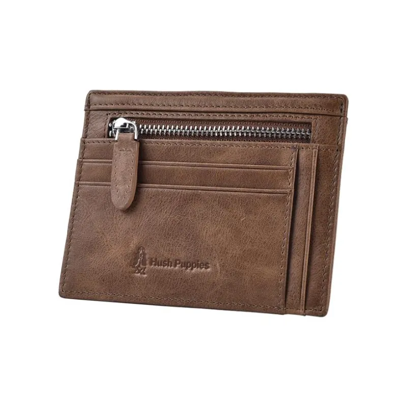 Hush Puppies Cow Leather Card Holder Men's Khaki-2