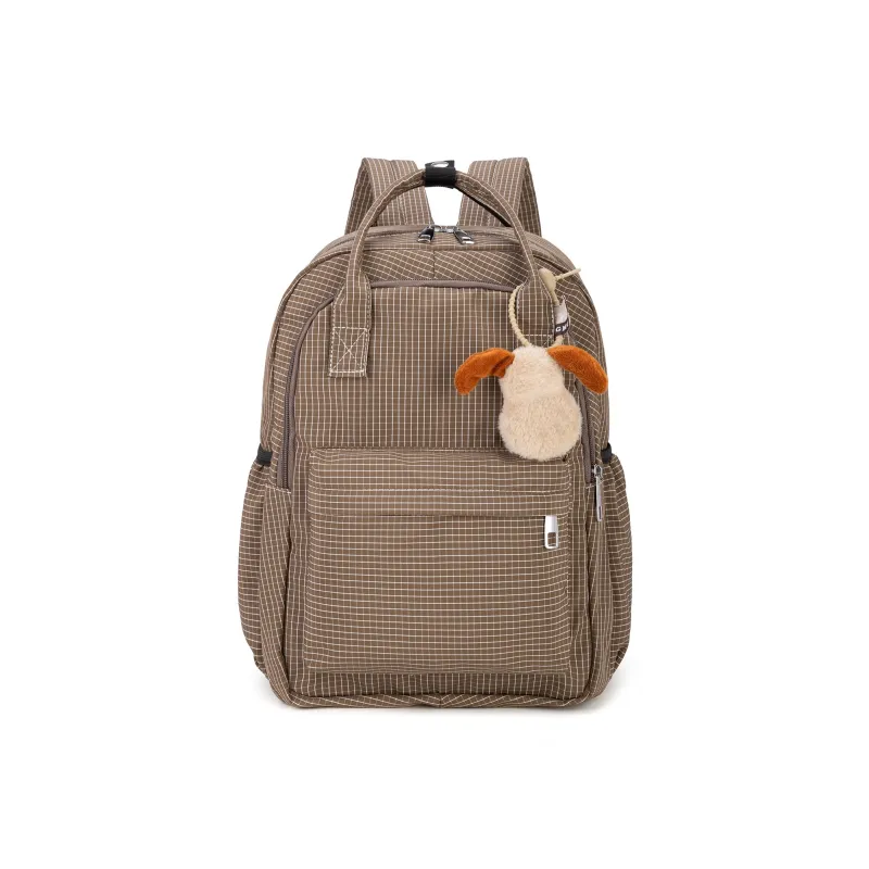 TAKI Nylon Campus Student Backpack Regular Unisex Ecru/Black/Green/Khaki/Coffee-8