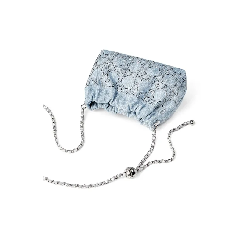 Teenmix Fabric With Cow Leather Shoulder Bag Women's Blue-2