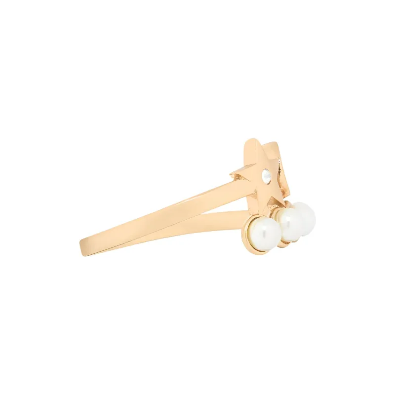 DIOR Faux Crystal Rings Women's Gold-2