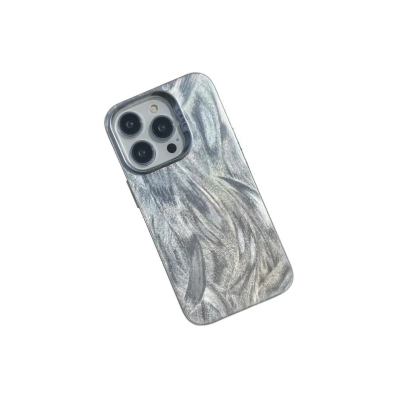 Koman ABS+PC Material Multicolor Feather Yarn Phone Cases Compatible With Apple IPhone 12/13/14/15/16/Pro/Mac-2