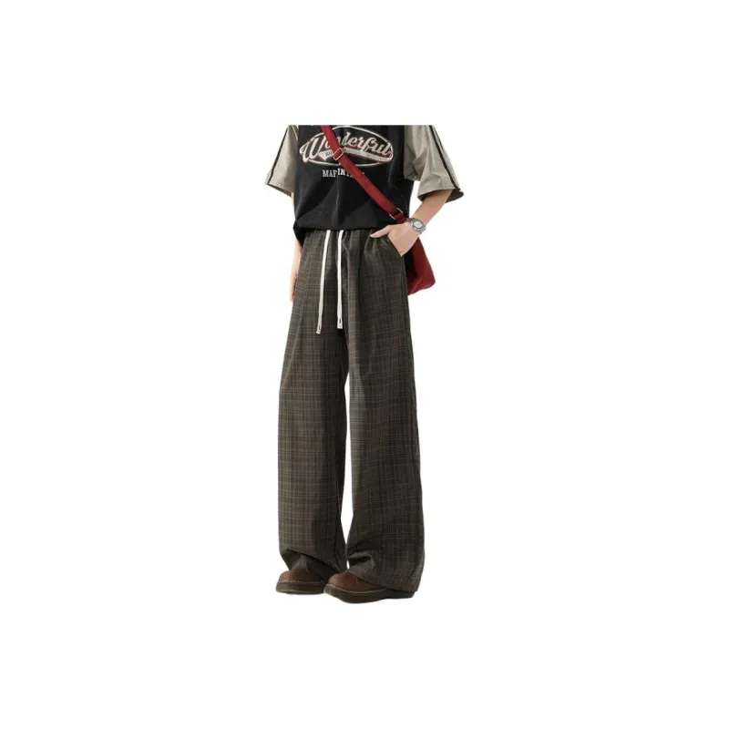 BEAR UNION Casual Pants Unisex Black White Plaid-5