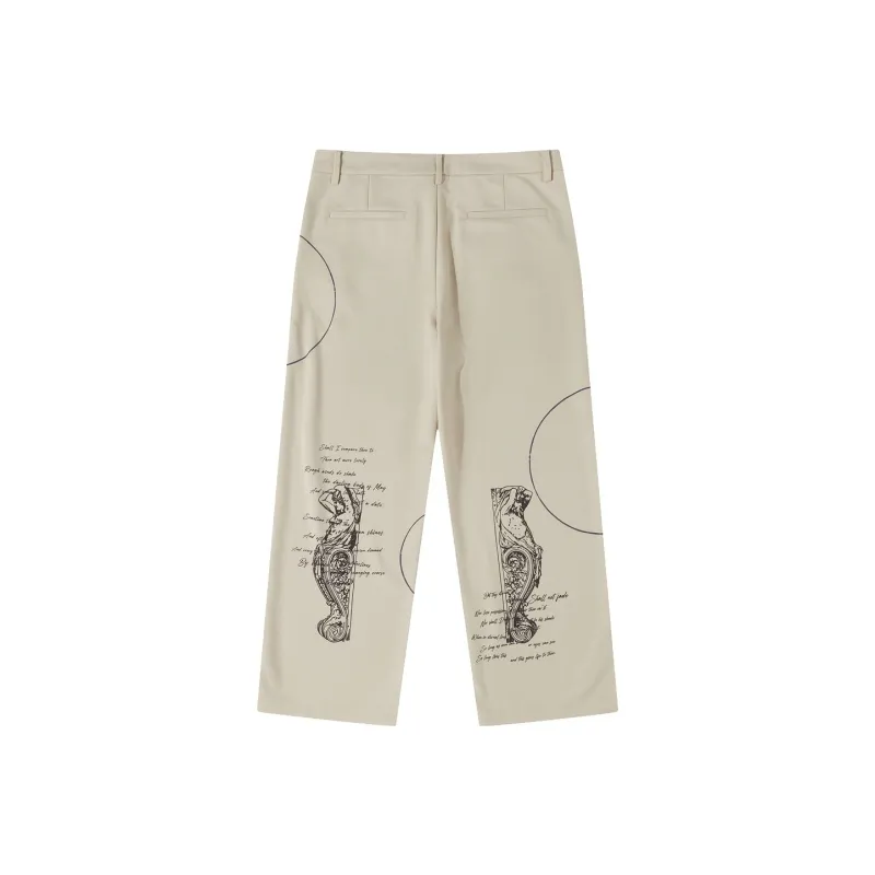 GF Ferré Casual Pants Unisex Brown With Print-1