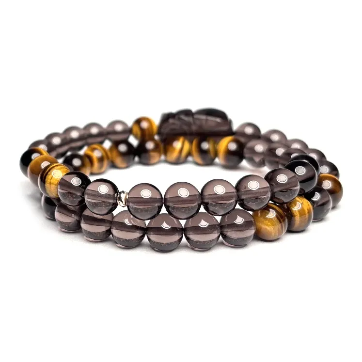 MOUNTAINS AND MANS Obsidian New Chinese Style Stackable Good Luck Beaded Bracelet Men's-2