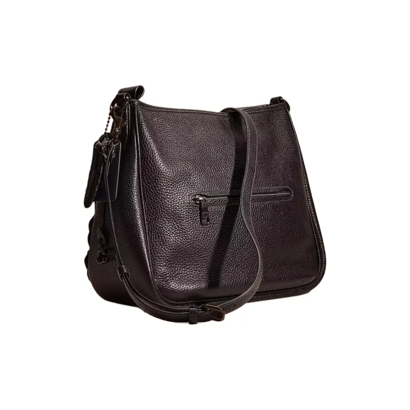 COACH Cary Soft Pebbled Leather Tote Bag, Shopping Bag, Portable Crossbody Bag, Shoulder Bag Tubas Women's Black-1