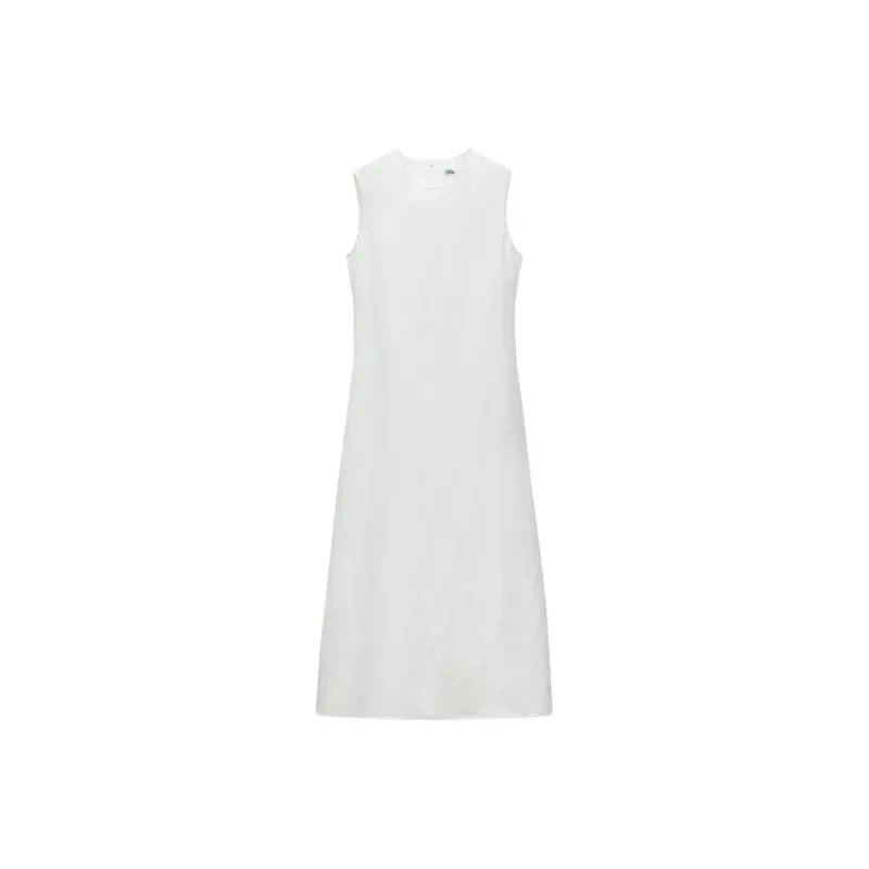 ZARA ZW Series Sleeveless Dress Women's White-0