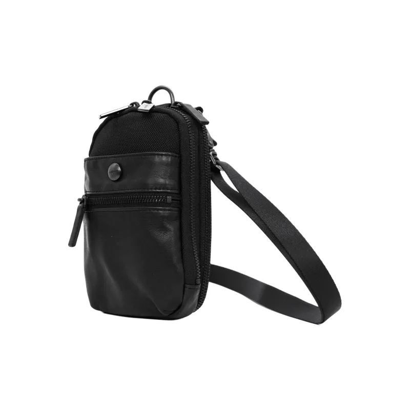 Yohji Yamamoto Leather Cell Phone Pouch Crossbody Bag Shoulder Bag Unisex Black-1