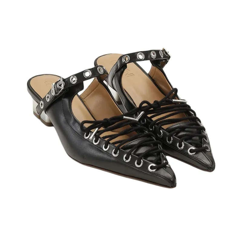 GANNI Wrap toe Slippers Women's Black-2