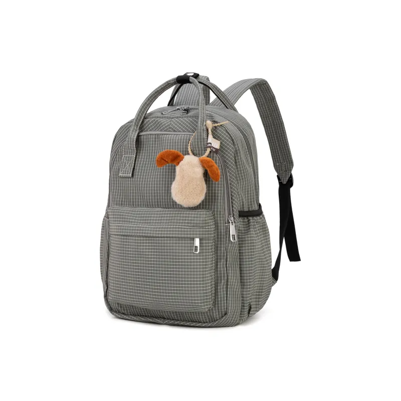 TAKI Nylon Campus Student Backpack Regular Unisex Ecru/Black/Green/Khaki/Coffee-13