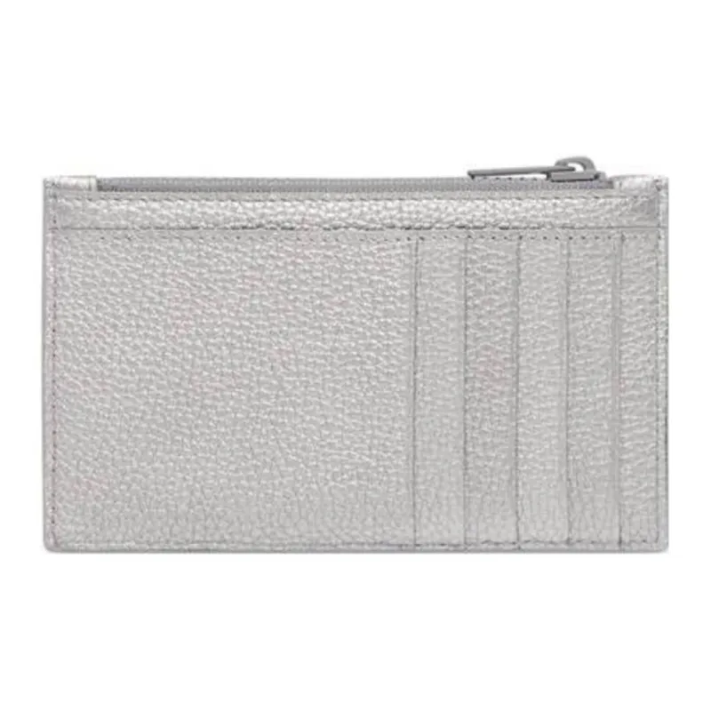 Balenciaga Calfskin Card Clip Card Holder Men's Silver-1