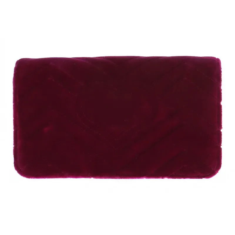 GUCCI Quilted Velvet Chain Shoulder Bag Crossbody Bag Mini Women's Burgundy-2