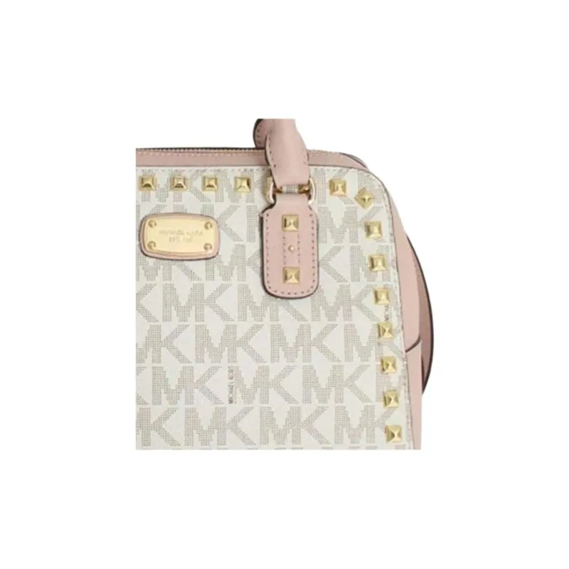 MICHAEL KORS Sandrine Leather Shoulder Bag, Crossbody Bag, Handbag Medium Size Women's White Pink-3