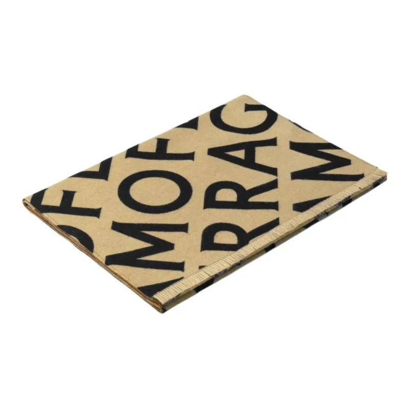 FERRAGAMO Wool Knit Scarves Women's Brown-2