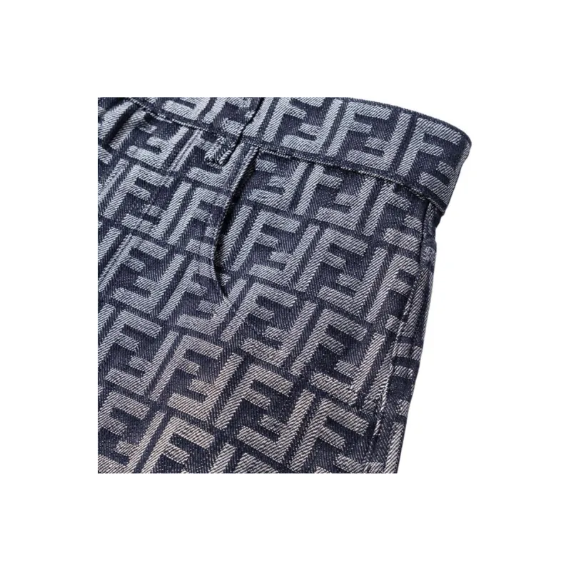FENDI Ff Monogram Denim Shorts-4
