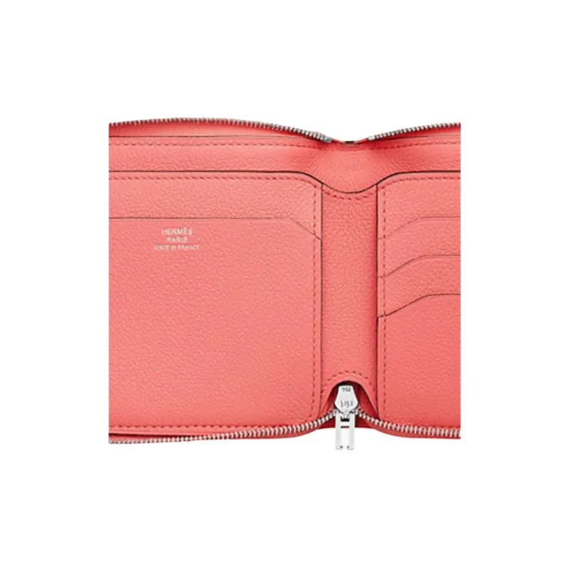 HERMES Zipengo Evercolor Calfskin Wallet Women's K4 Rose D'Ete Summer Rose Pink-2