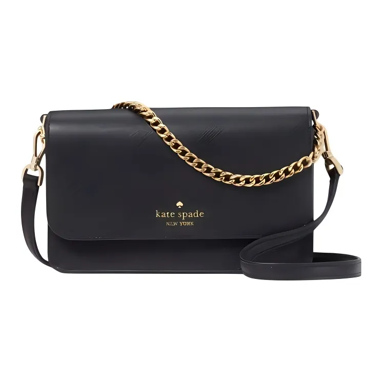 Kate Spade Saffiano Leather Shoulder Bag, Crossbody Bag Trumpets Women's Black-0